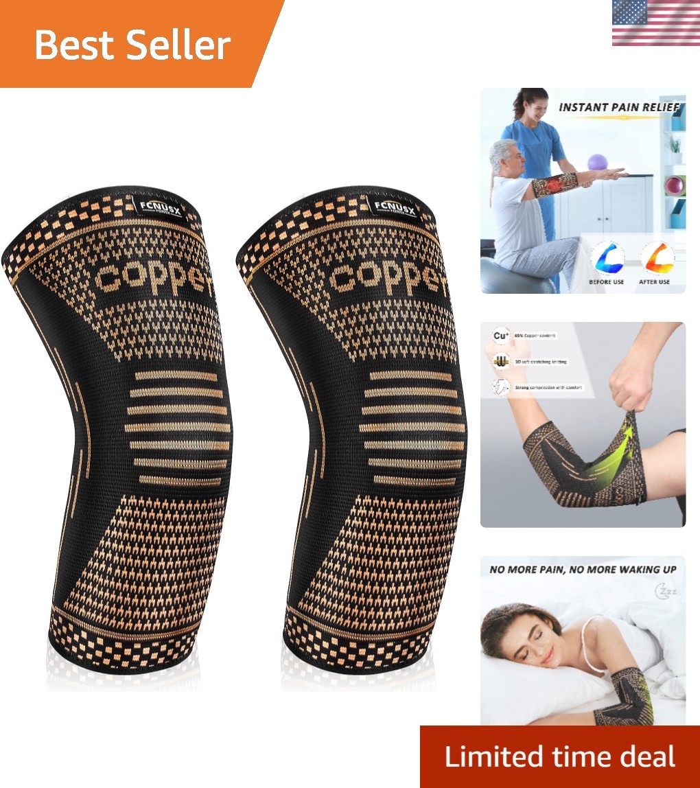 Copper Elbow Brace Compression Sleeves for Pain Relief Men & Women, Arm Support
