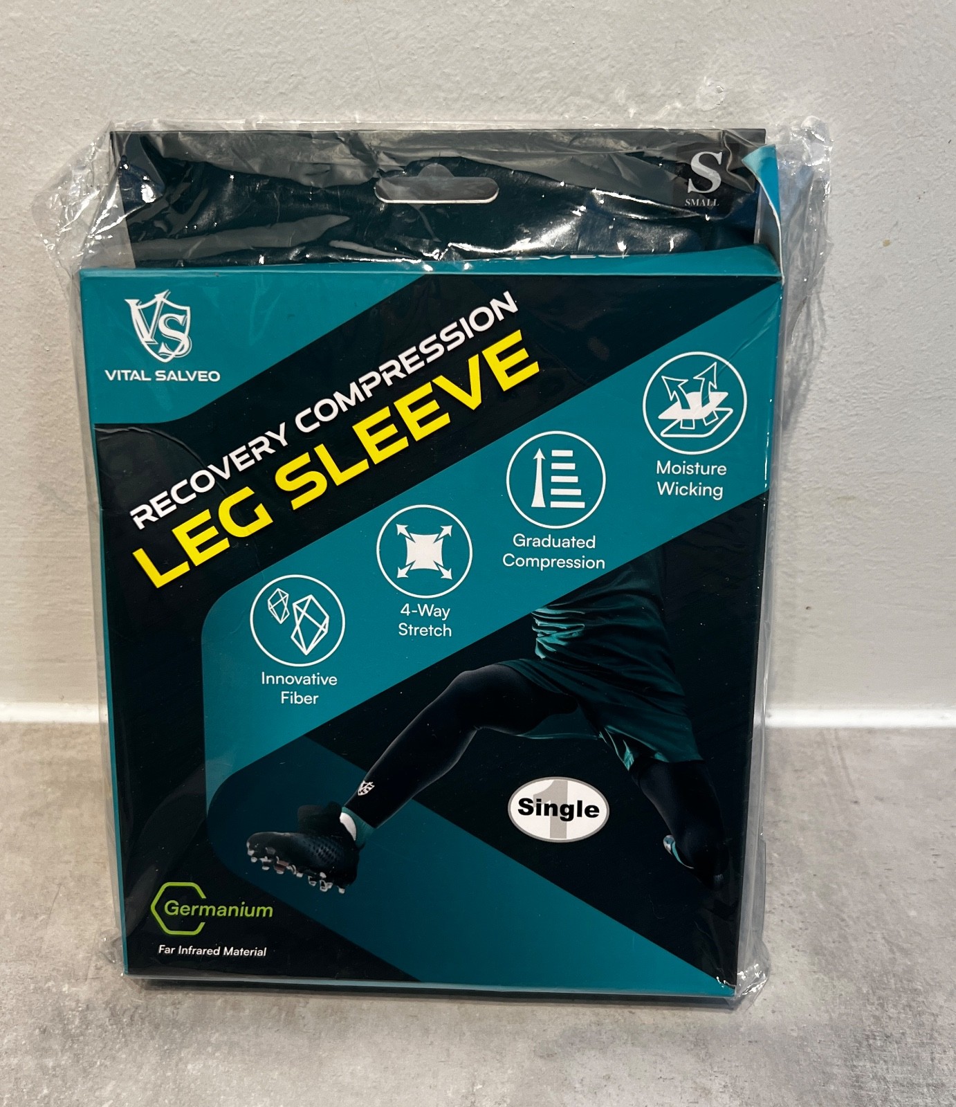 NEW Vital Salveo-Germanium Recovery Compression Sports Full Leg Sleeve SMALL