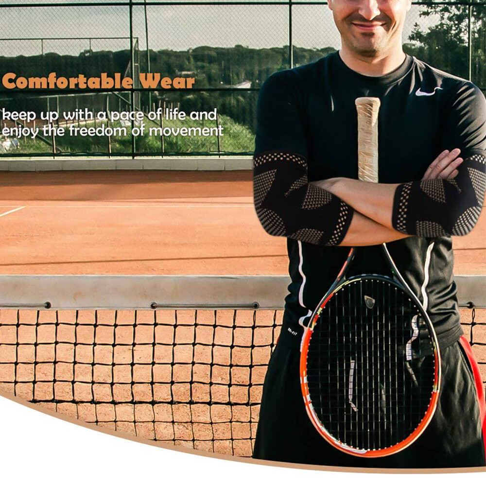 Copper Elbow Compression Sleeve Brace Arm Joint Tendonitis Arthritis Tennis Gyms