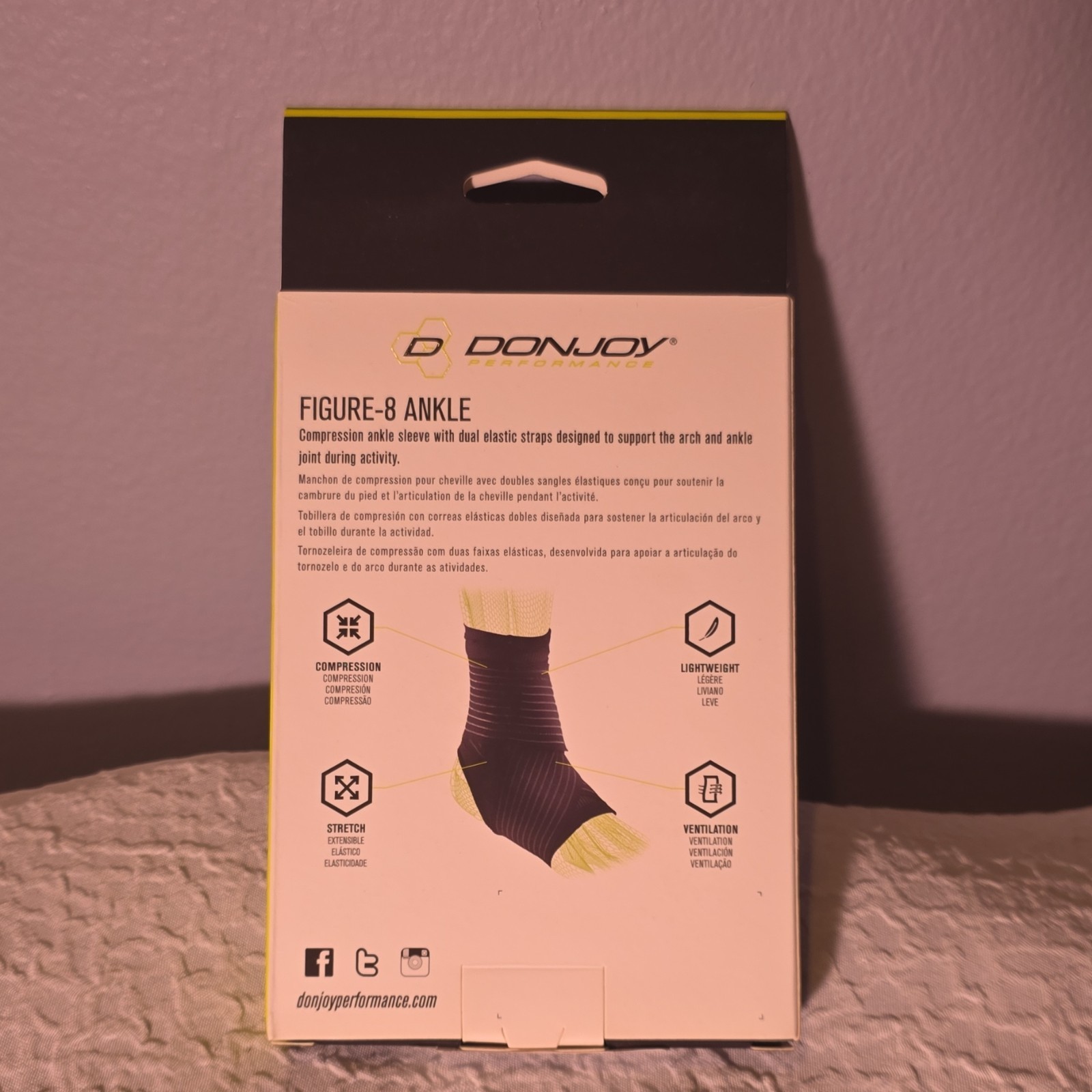 DonJoy Performance Figure-8 Ankle Compression Sleeve Size M Black Lightweight