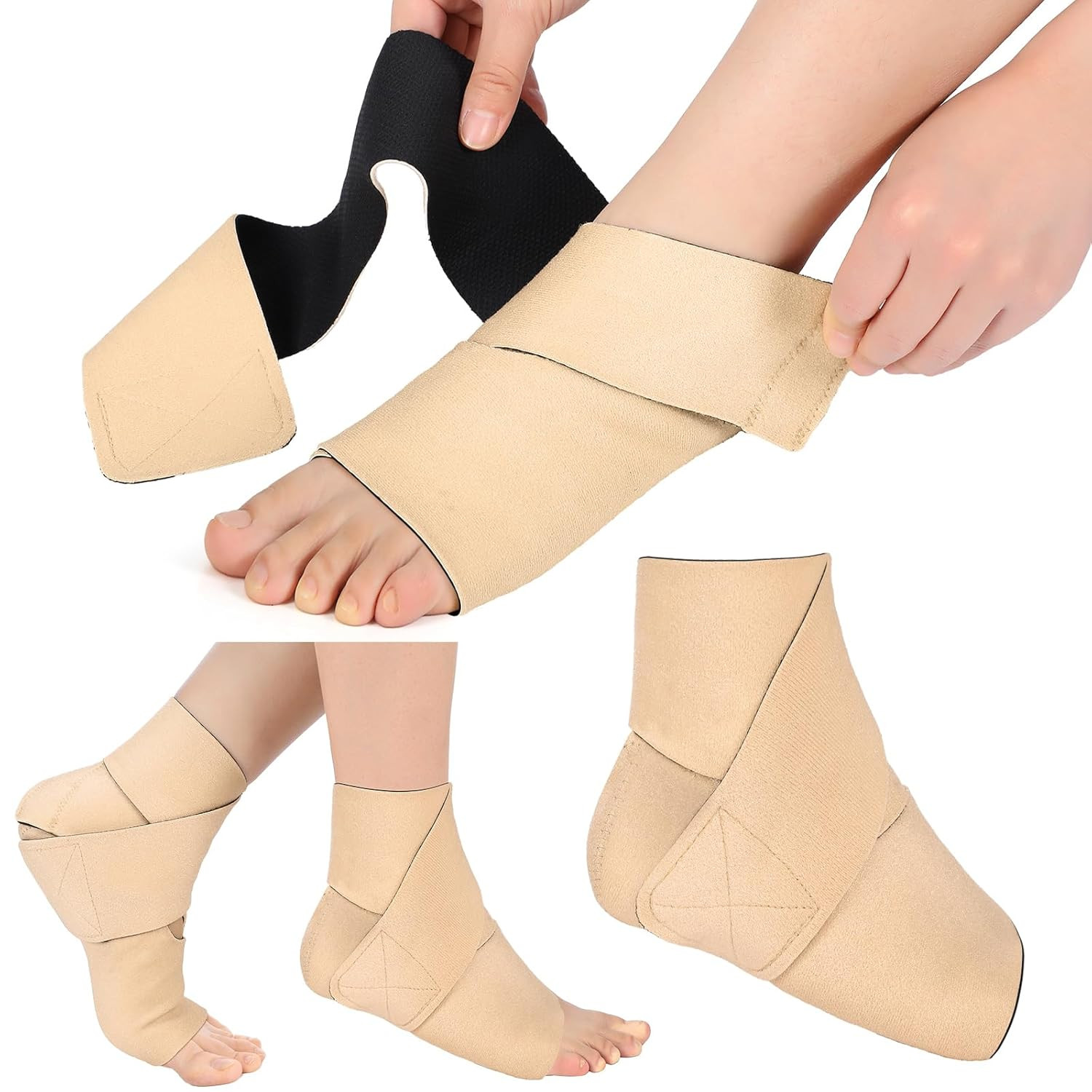 2-Pack Adjustable Ankle & Foot Compression Wraps, All-Day Support Brace Set Pair