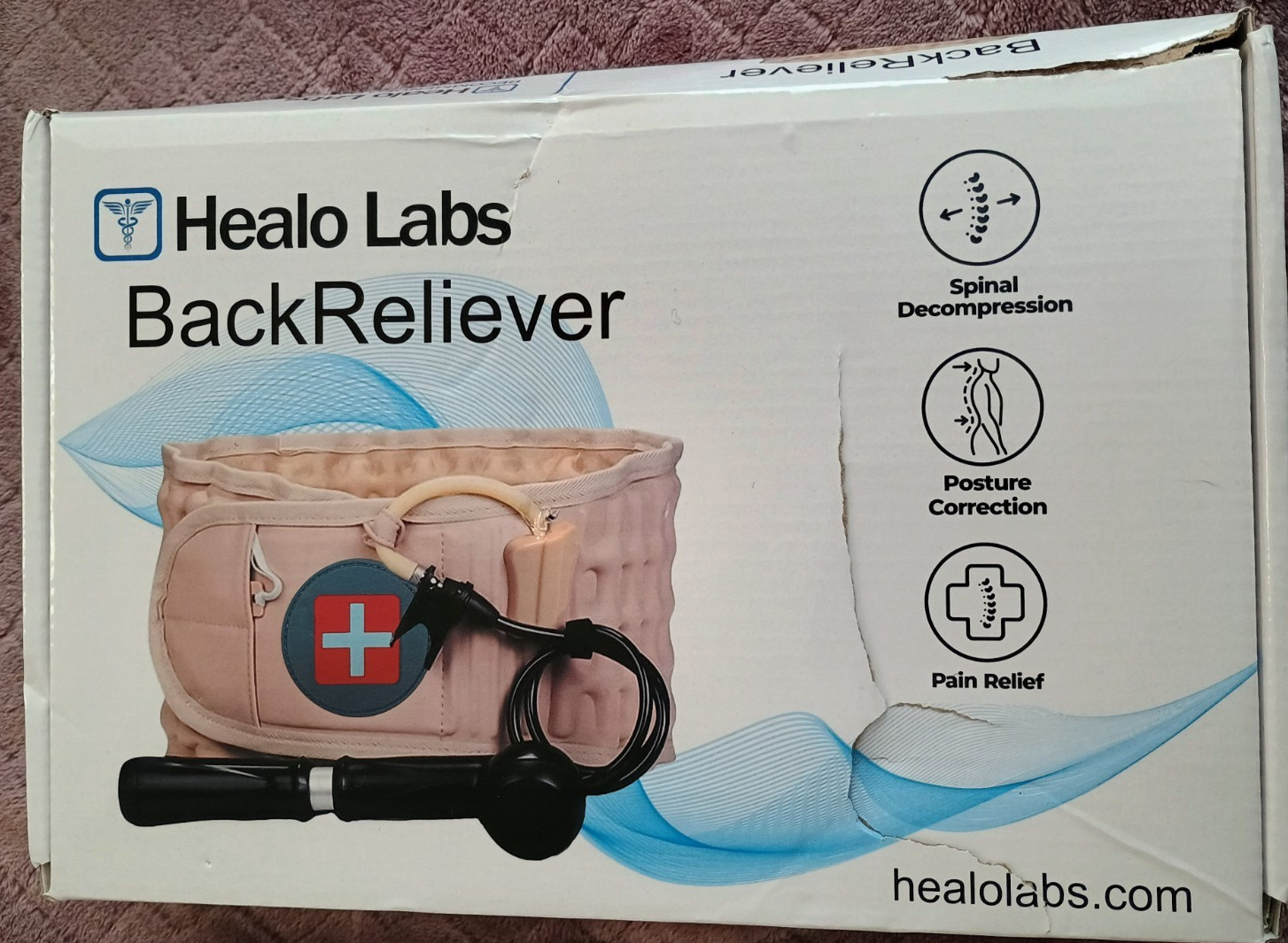 Healo Labs BackReliever Lumbar Traction Belt Spinal Decompression Pump Belt