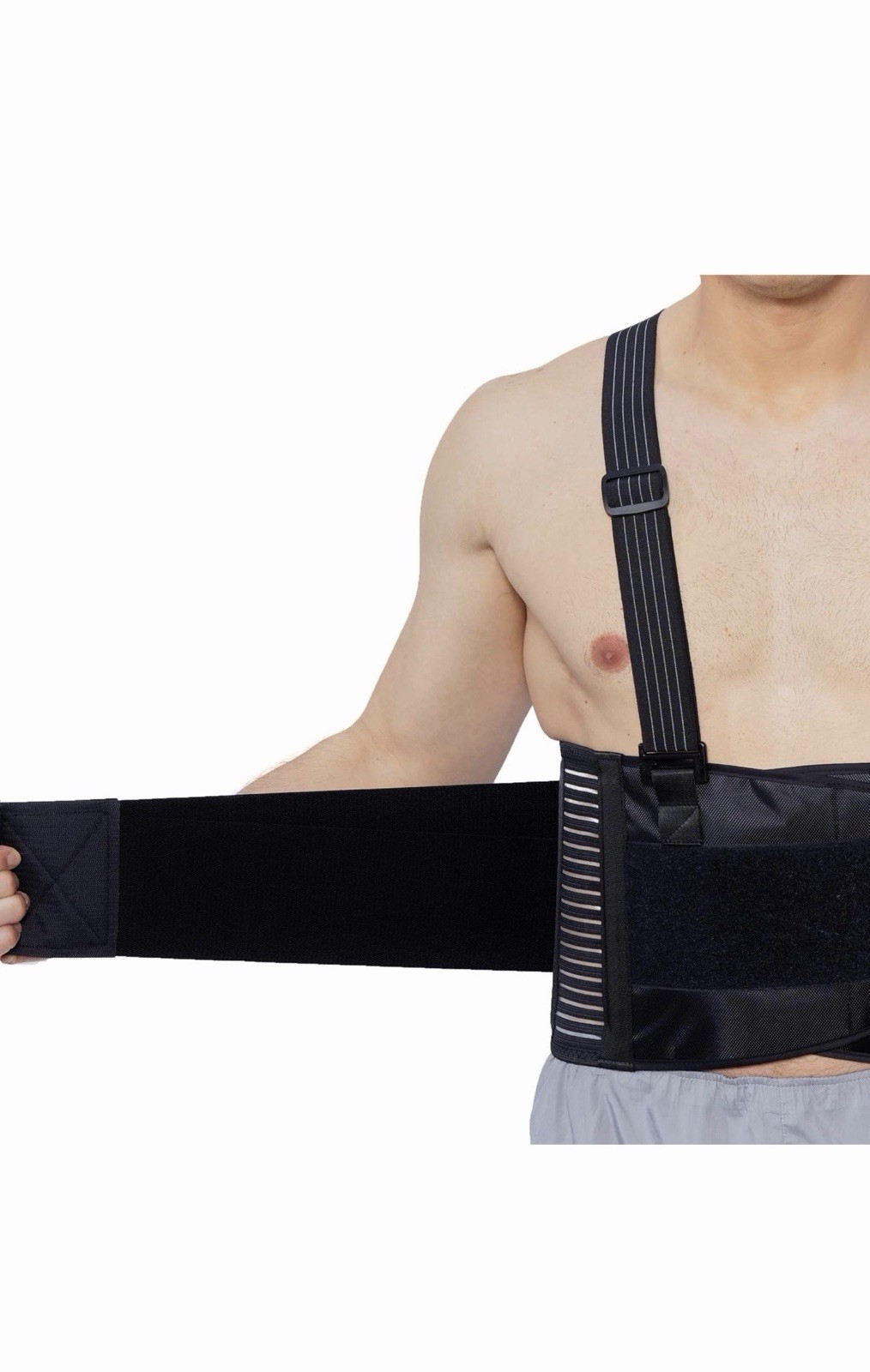 Back Brace with Suspenders for Work Industrial Lifting Safety Elastic L