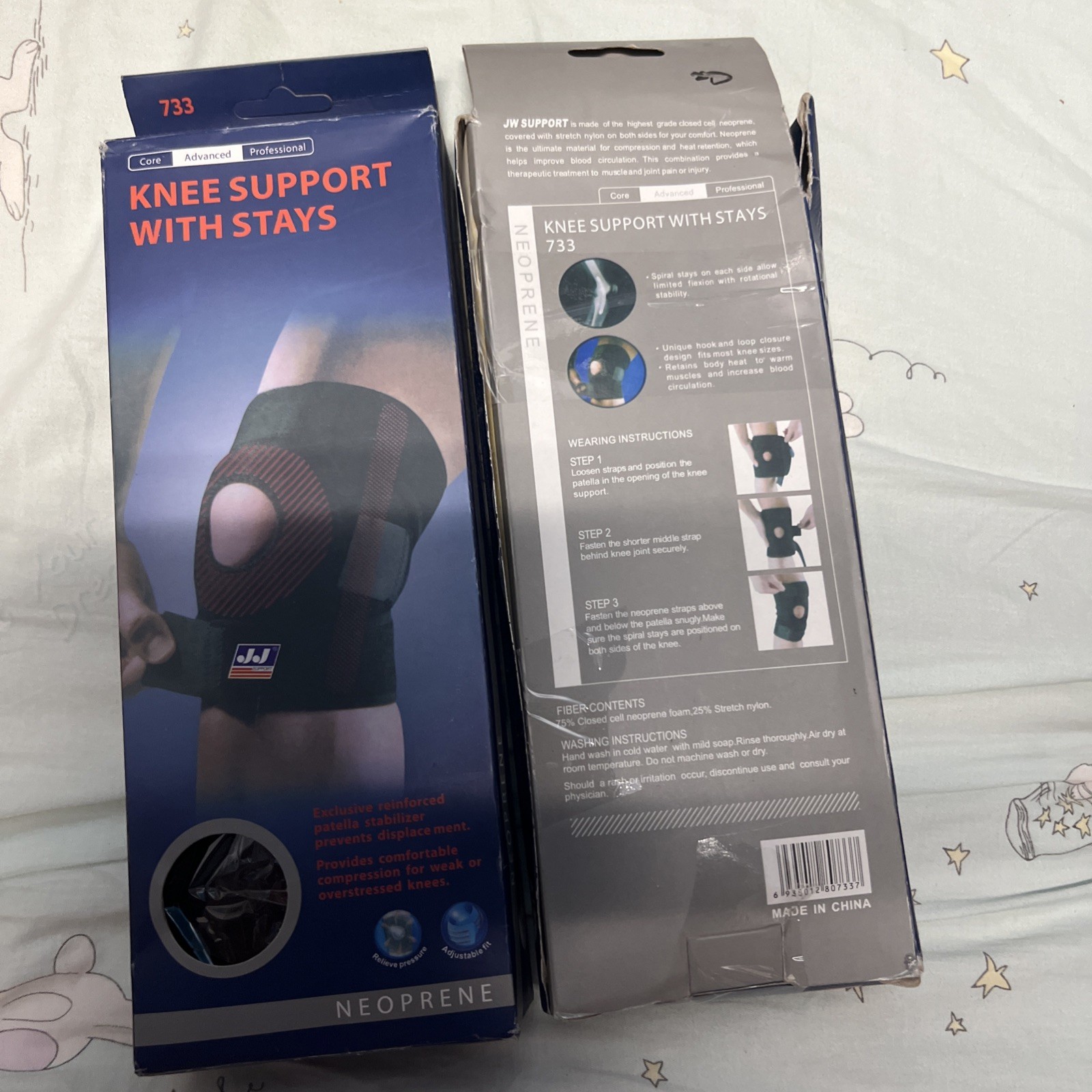 JJ Knee Support With Stays #733 x 1 Pack Dor Badminton Users Fit All