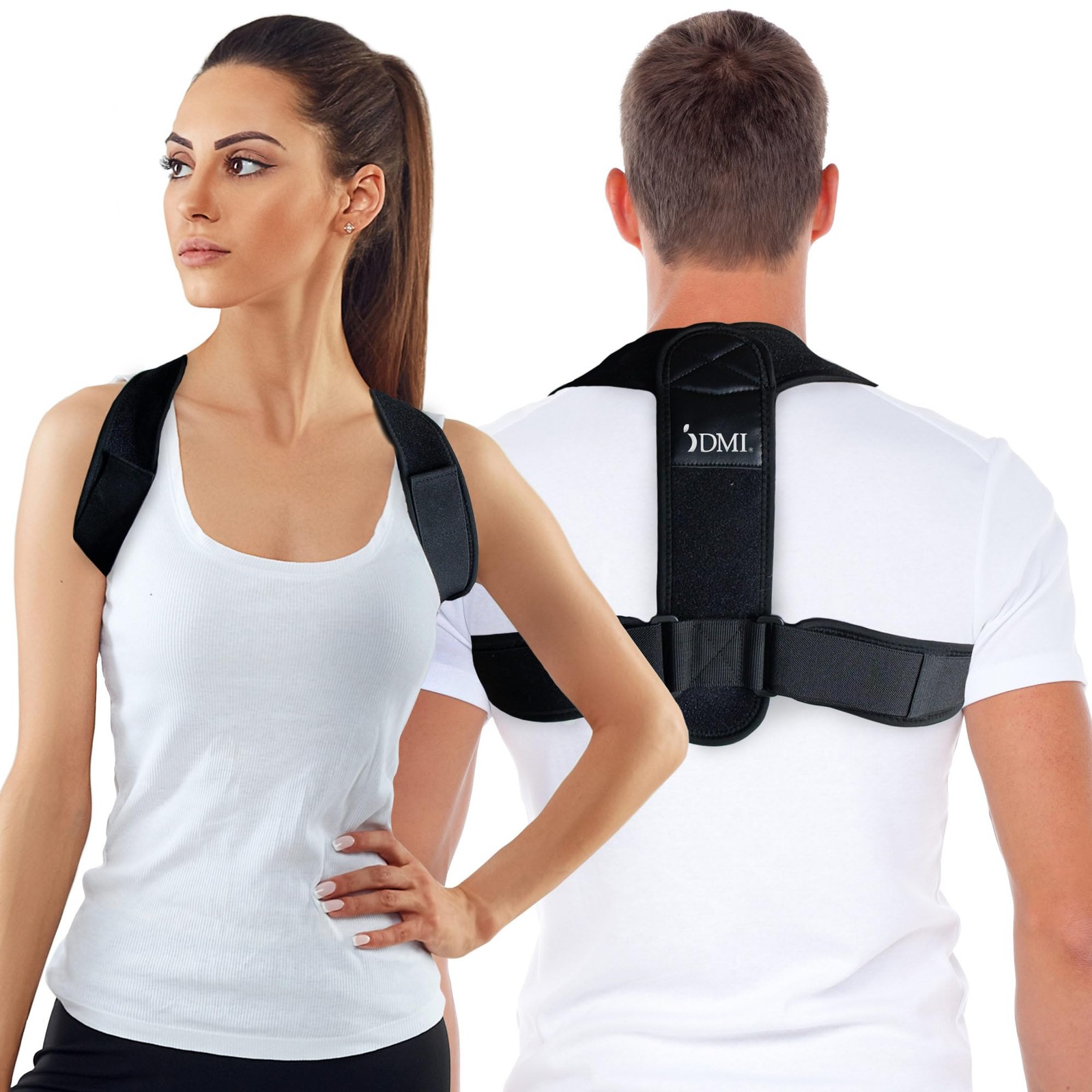 DMI Adjustable Posture Corrector for Men & Women, Back One Size, Black