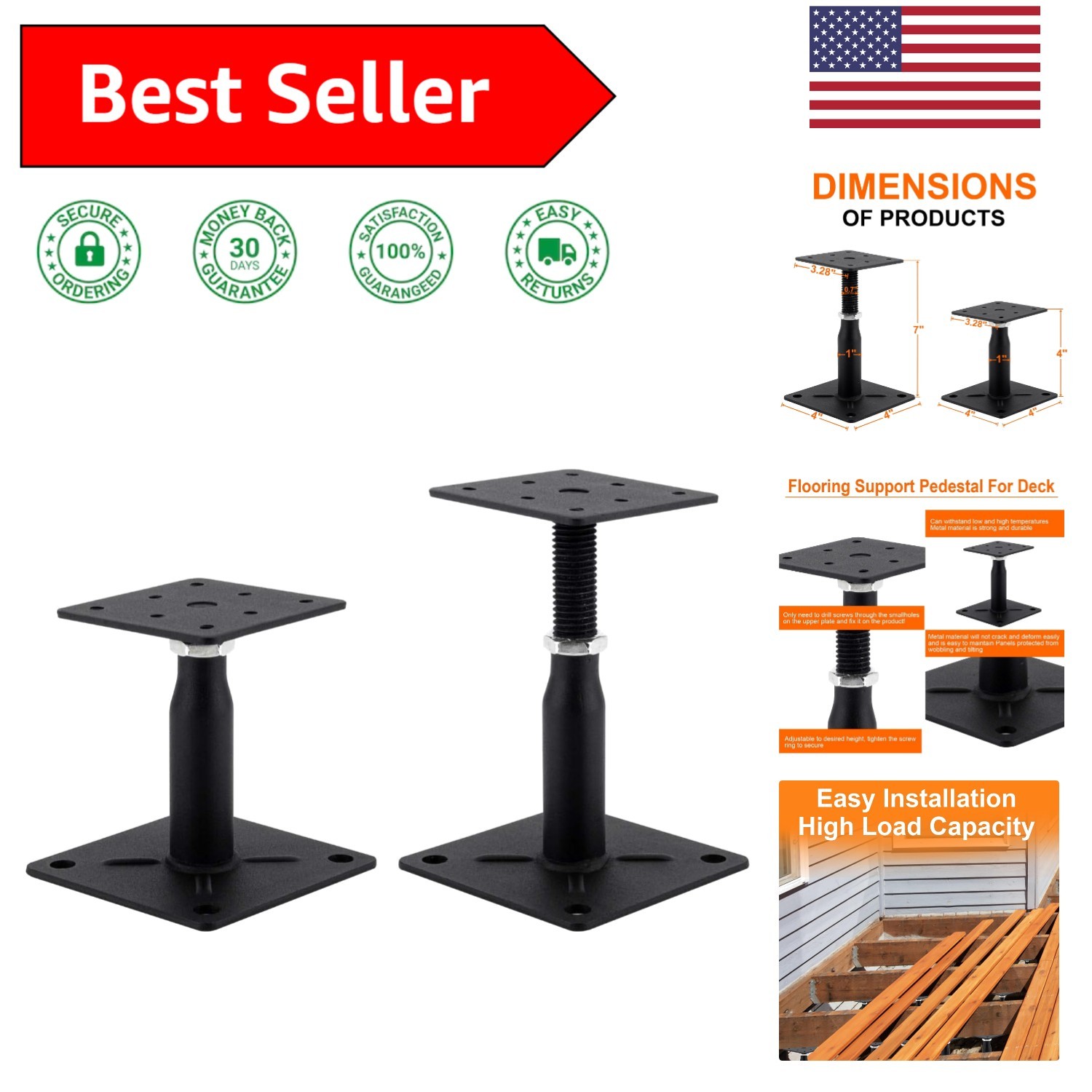 Durable Adjustable Floor Jack – 4″-7″ Mini Screwing Steel Support Solution