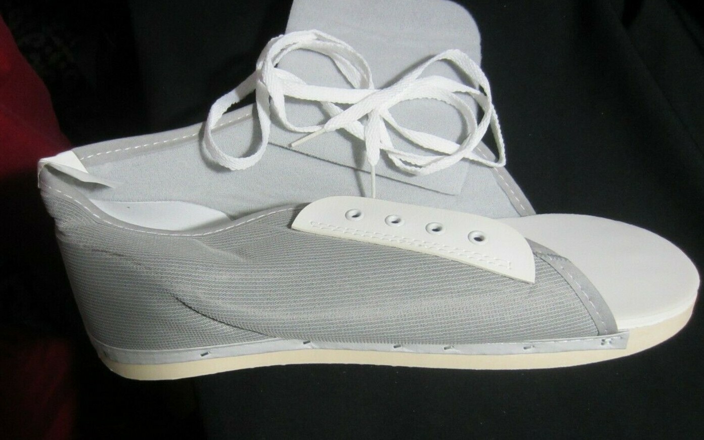 rigid sole post op shoe male grey  and white size large