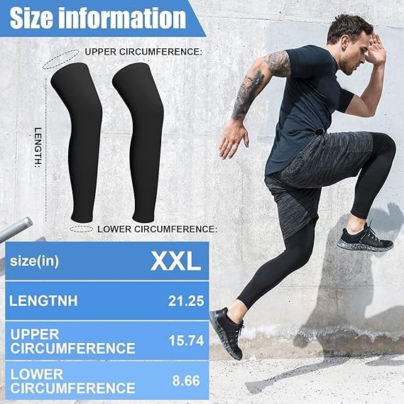 3 Pairs Full Length Leg Compression Sleeve Anti Slip Silicone Sports Knee