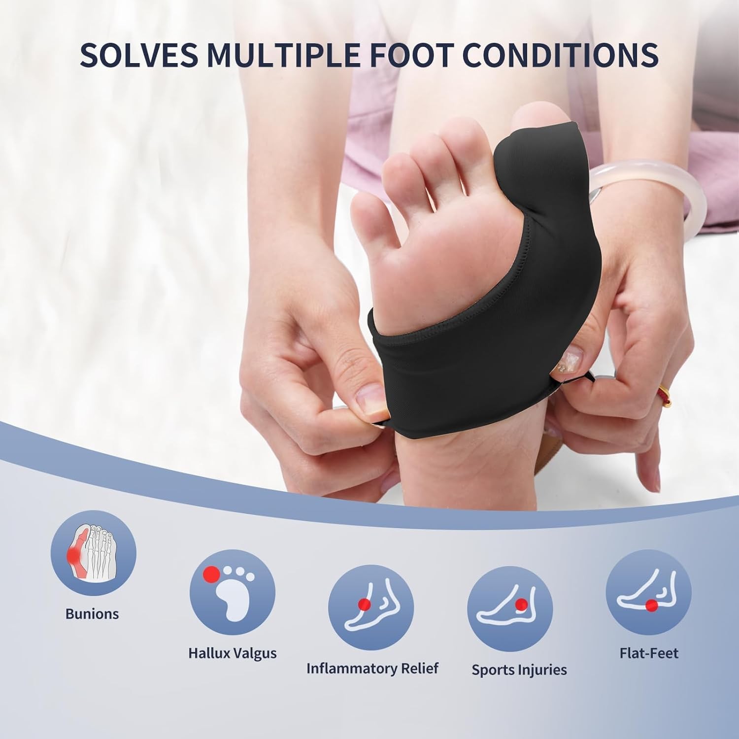 WELEQUT 2PCS Bunion Corrector for Women & Men – Toe Alignment Medium, Black