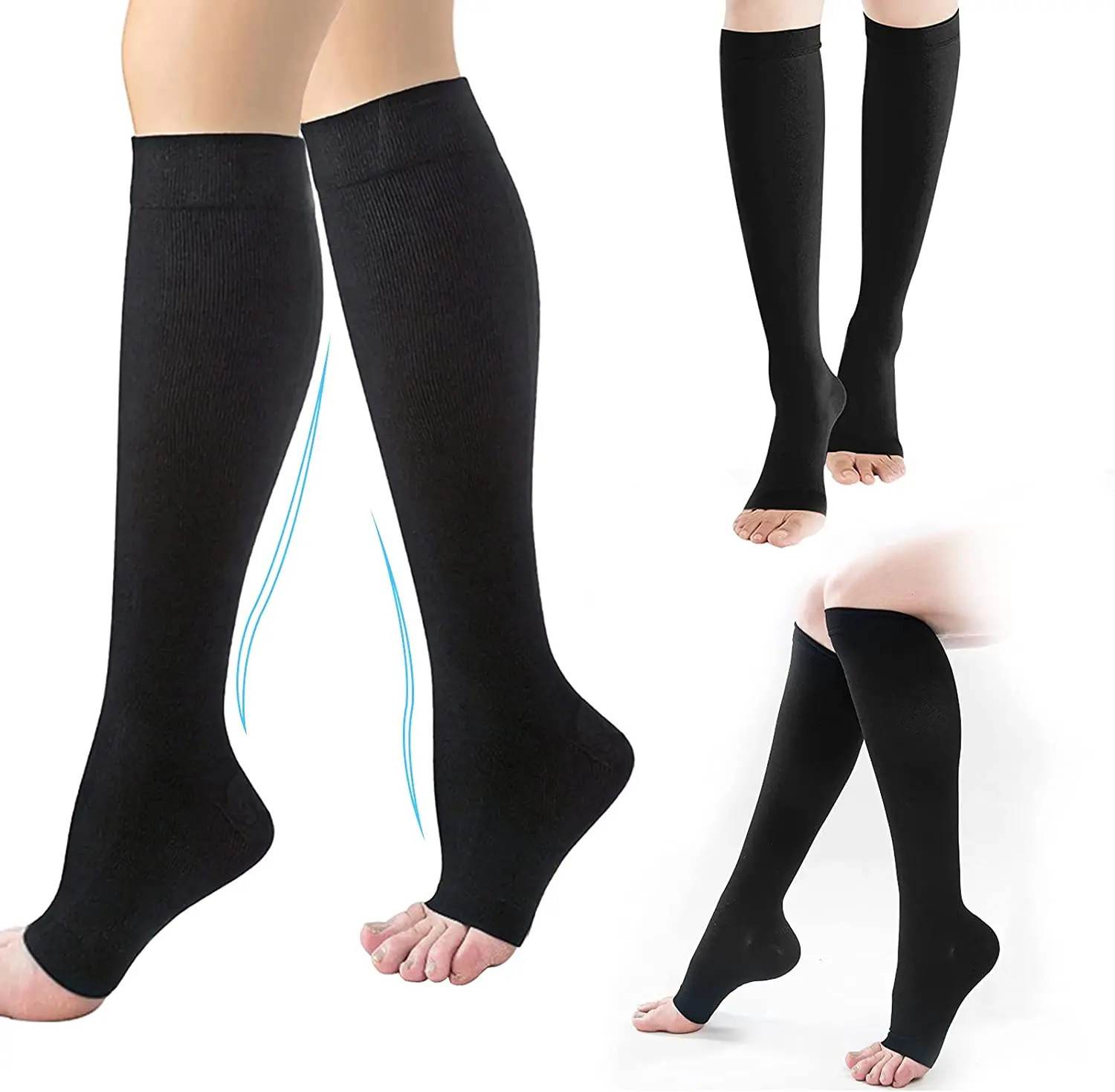 Compression Socks S-XXL Medical Prevent Varicose Veins Toeless Support Hose for