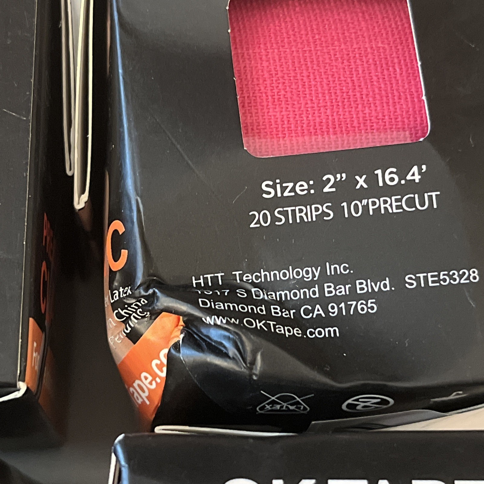 4 ct OK Kinesiology Tape 10” Precut Strips Classic 2 Pink & 2 Black 2”x16.4’ B78