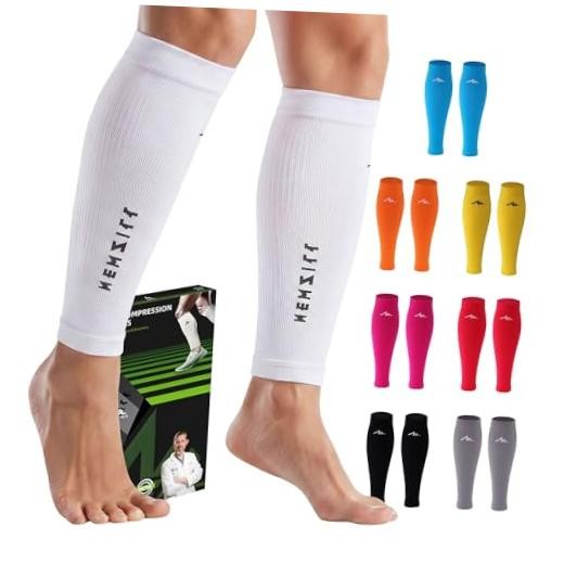 Compression Calf Sleeves (20-30mmHg) for Men L/XL (see Size Chart) Solid White