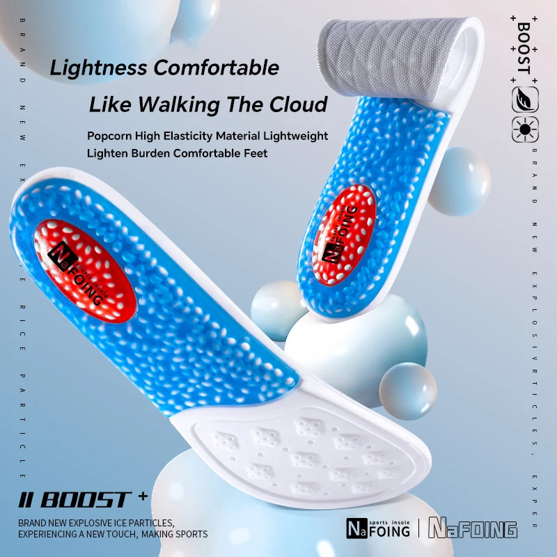 New Sport Insoles For Shoes High Elasticity Triple Shock Absorbing Sole Pad PU M