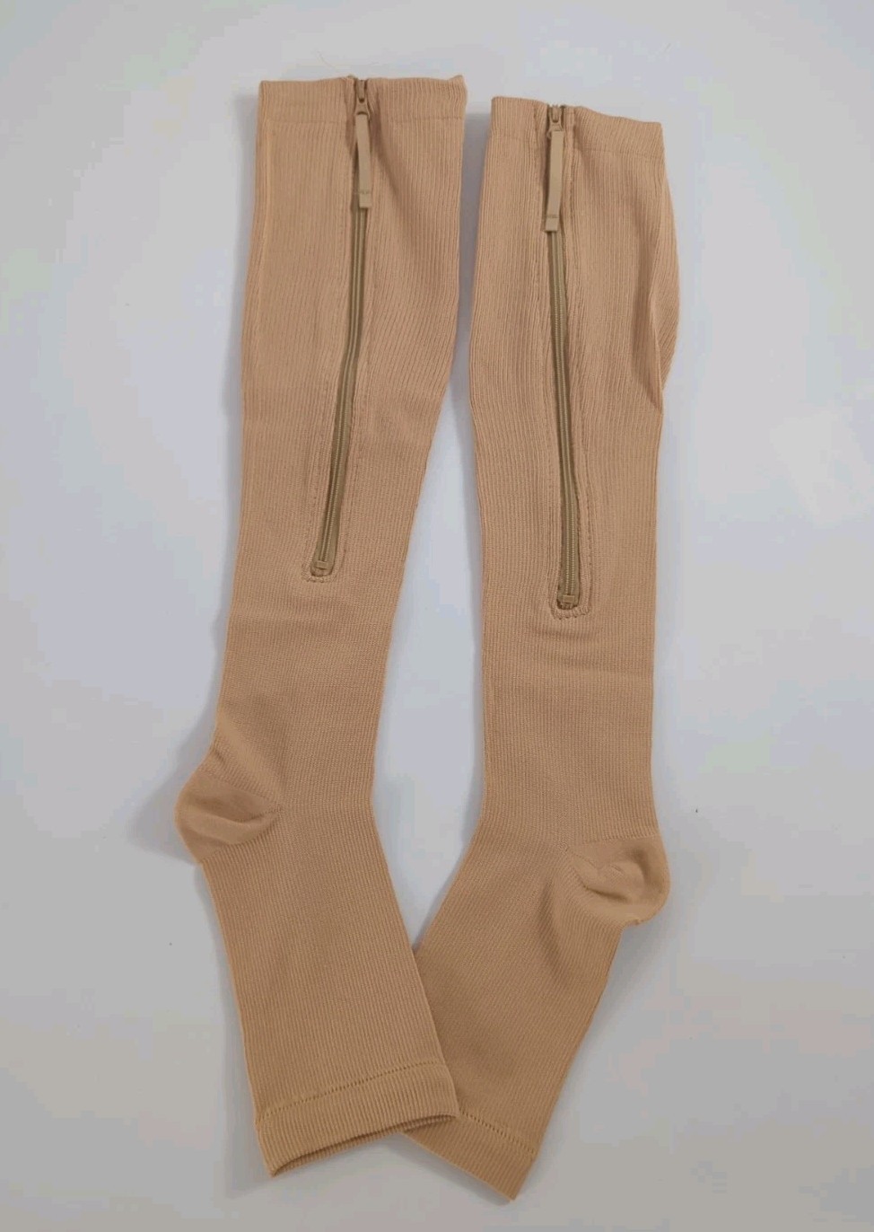 Zip Up Open Toe Compression Socks Zipper Calf Support Stocking Unisex Large