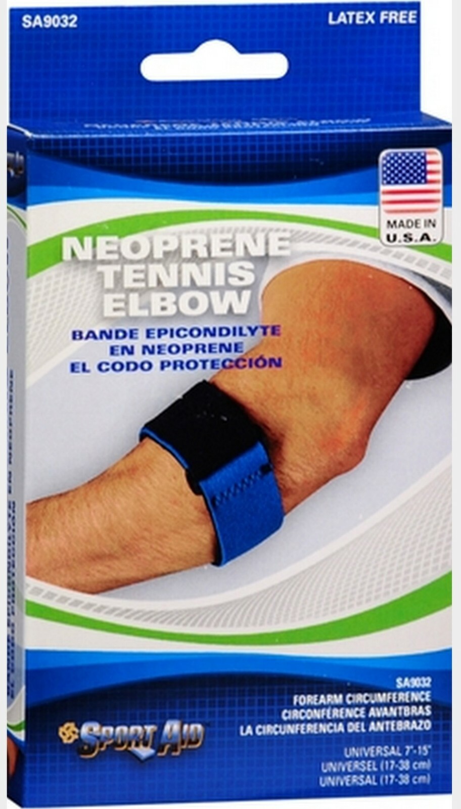 Sport Aid Neoprene TENNIS ELBOW Band Universal size Latex FREE ****