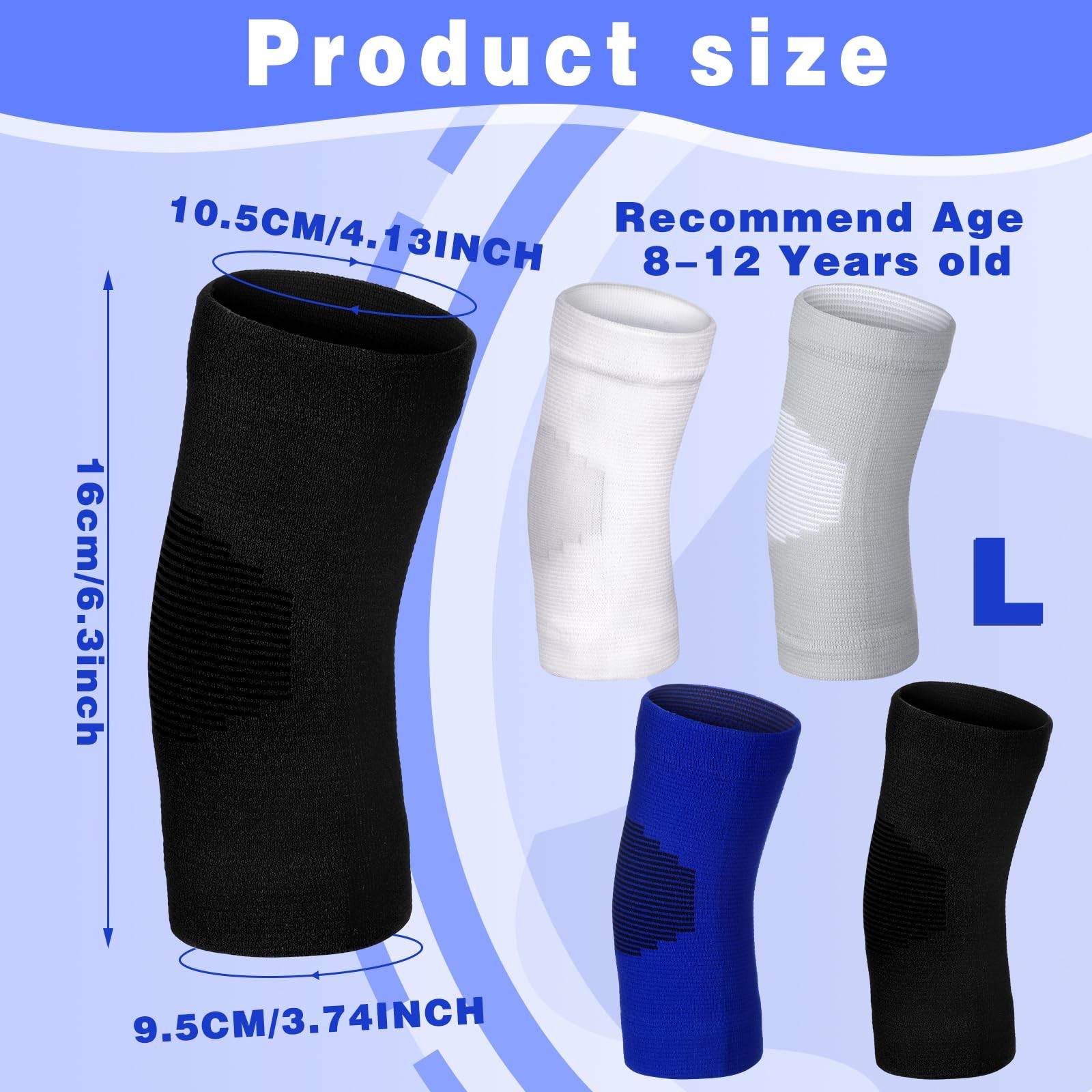 4 Pairs Kids Elbow Brace Compression Sleeve Knit Guard 812 Years Black