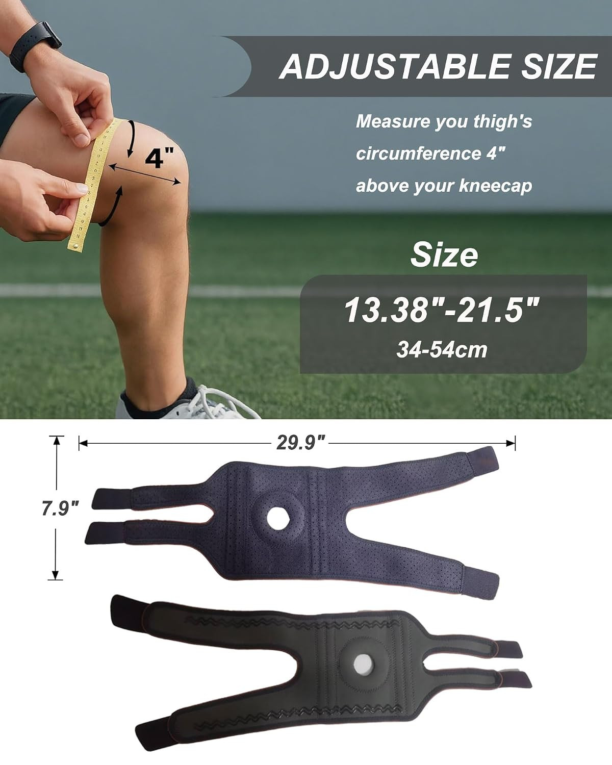 Adjustable Knee Brace with Stabilizers and Gel Pad for Pain Relief
