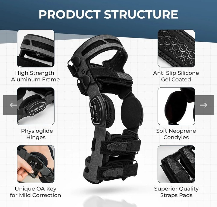 Z1 ONE K4 OsteoAlign Hinged Knee Brace Adjustable Anti-Slip Silicone Neoprene