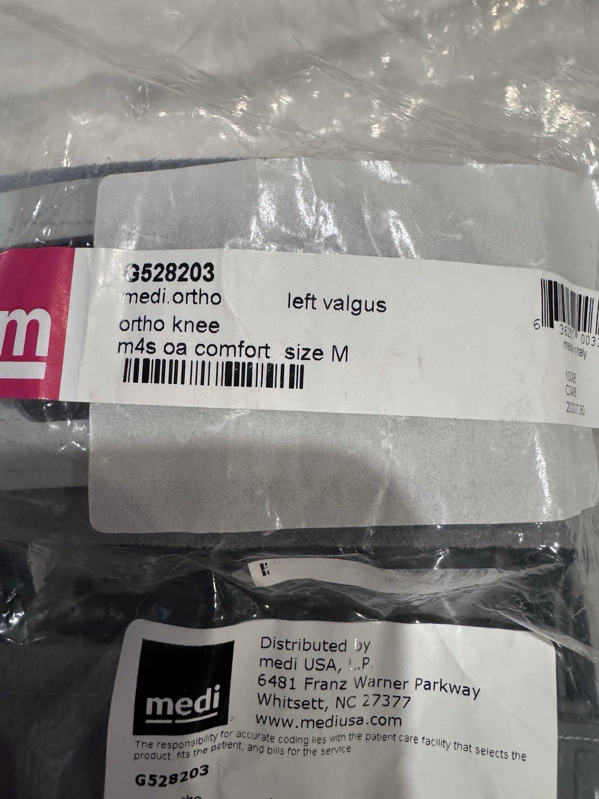 Medi. ortho M4s Comfort OA Acl Left Valgus Knee Brace orthotic size Medium