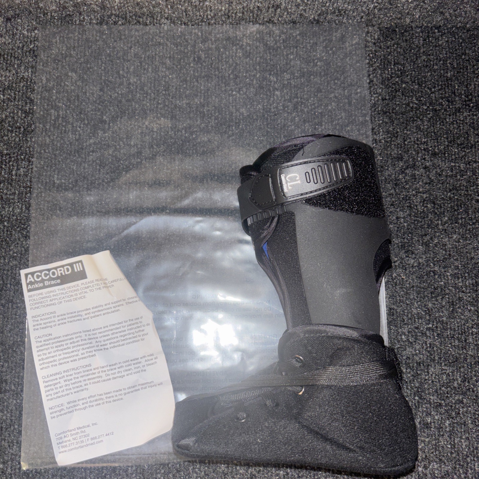 Comfortland ACCORD 3 Ankle Brace Medium Left Laced CL-301-3-L, Black