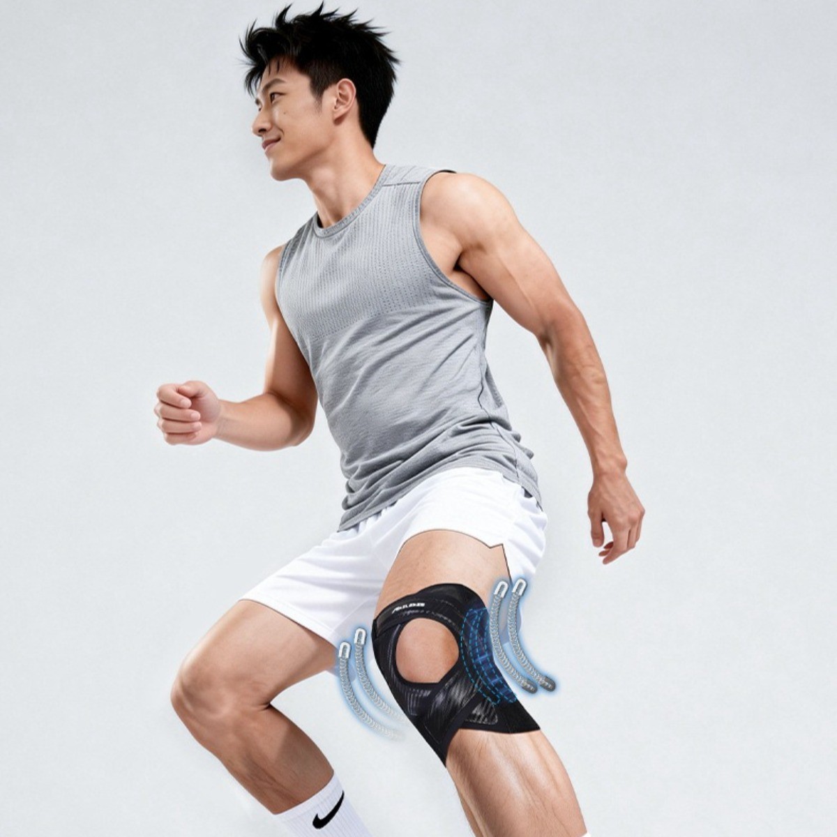 Adjustable Knee Brace Spring Patella Support for Badminton Gym Sport