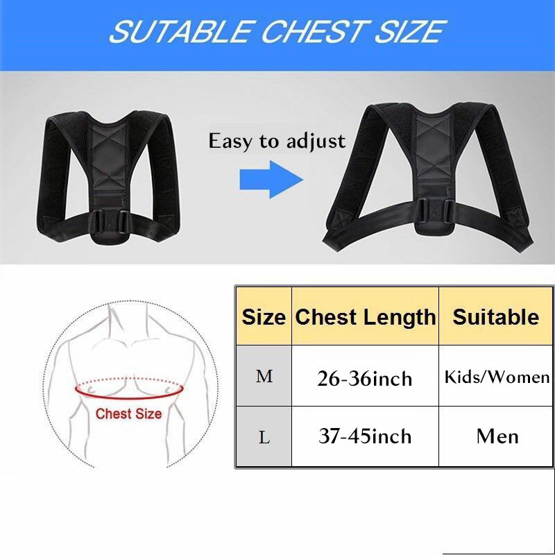 Back Posture Corrector Shoulder Neck Support Adjustable Brace Straight Belt