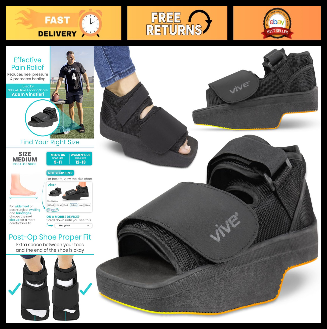 Post-Op Wedge Shoe – Offloading Boot for Heel/Ankle Pain, Foot Recovery, Fractur