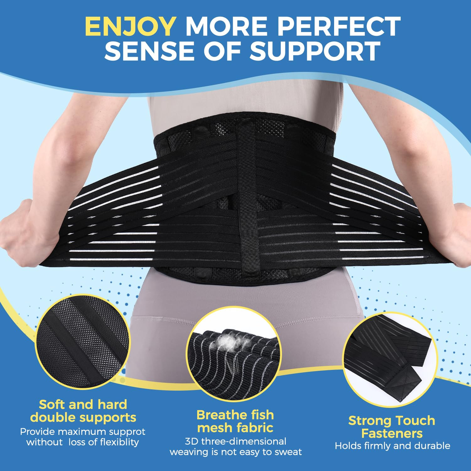 Back Support Brace for Posture with Stretchable Belt.Upgraded High-Elastic Strap