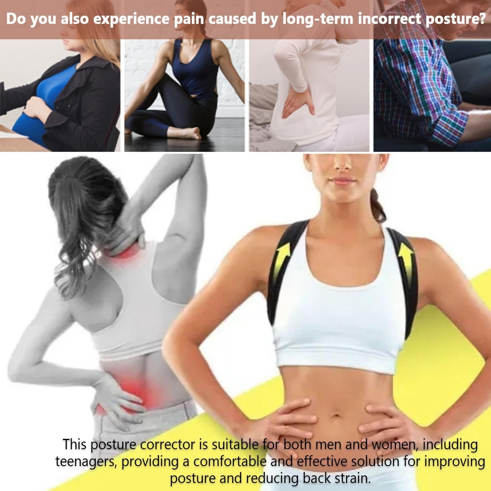 Posture Corrector for Women & Men, Adjustable Back Support Brace