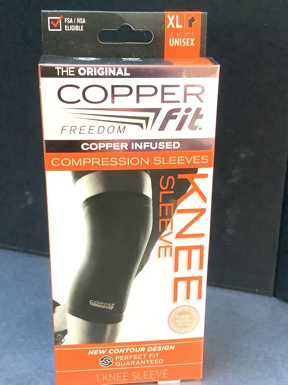 Copper Fit Freedom Copper Infused Compression Knee Sleeve – Size XL – Black