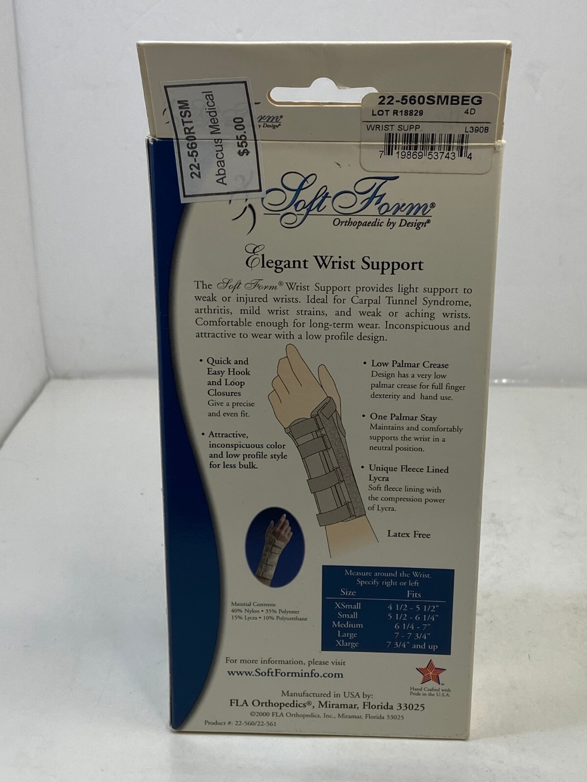 🐞 FLA Soft Form Elegant Wrist Support Beige Right Hand Small EUC – A2