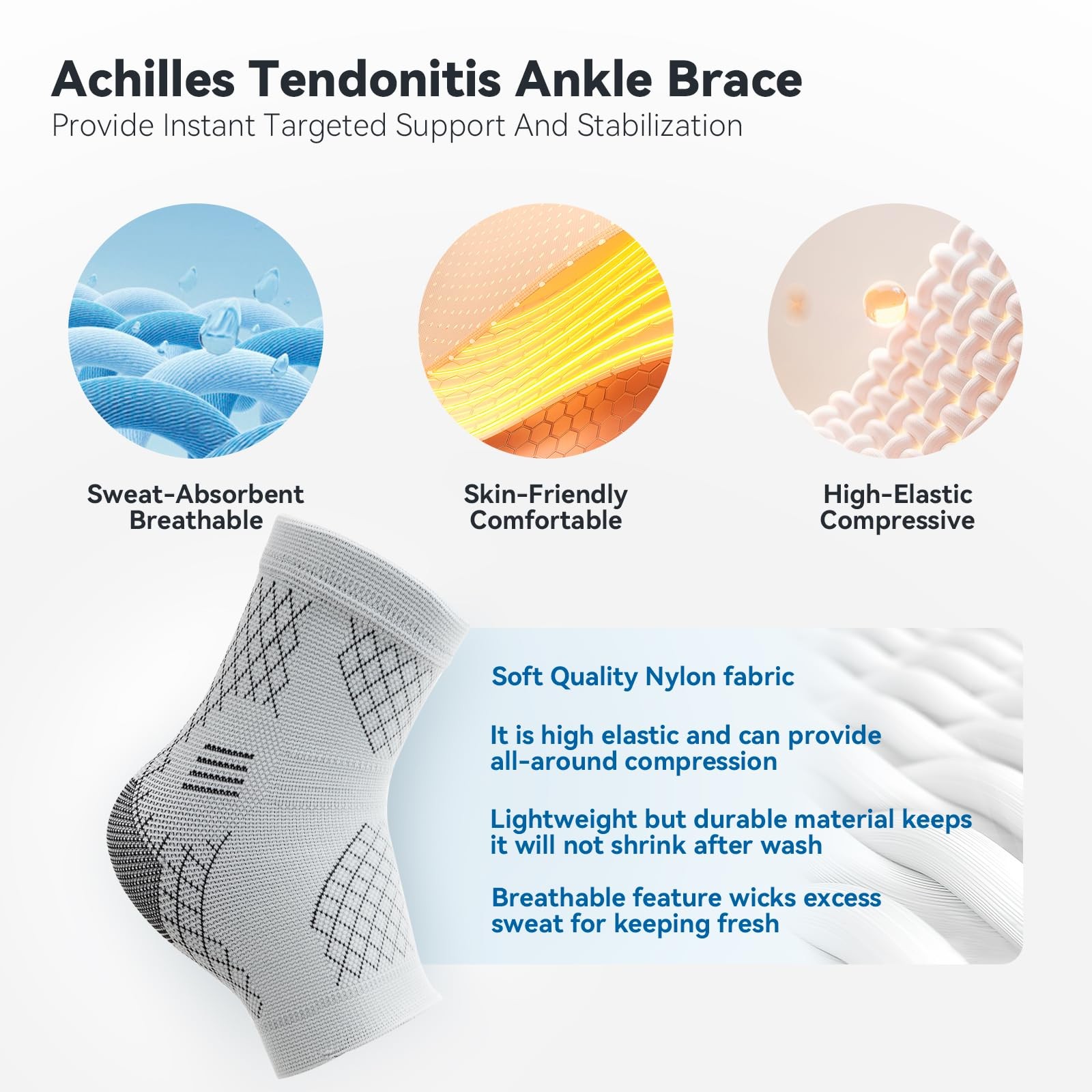 2 Pack Ankle Brace & Ankle Compression Sleeve for Women Men