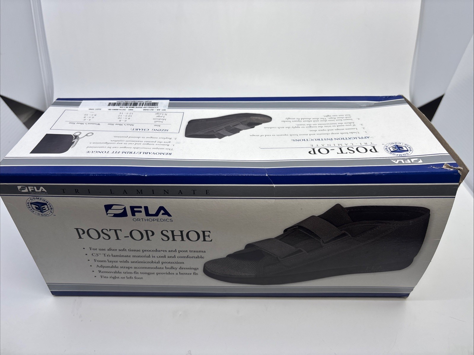 FLA Orthopedics Men’s Medium POST-OP SHOE Antimicrobial Protection USA FREE SHIP