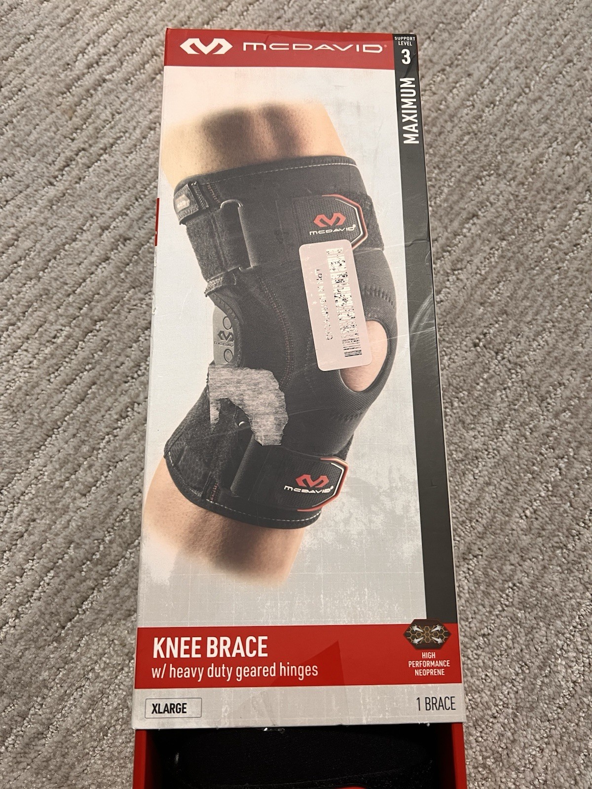 Mcdavid Knee Brace With Heavy Duty Geared Hinges Size X-Large Support Level 3