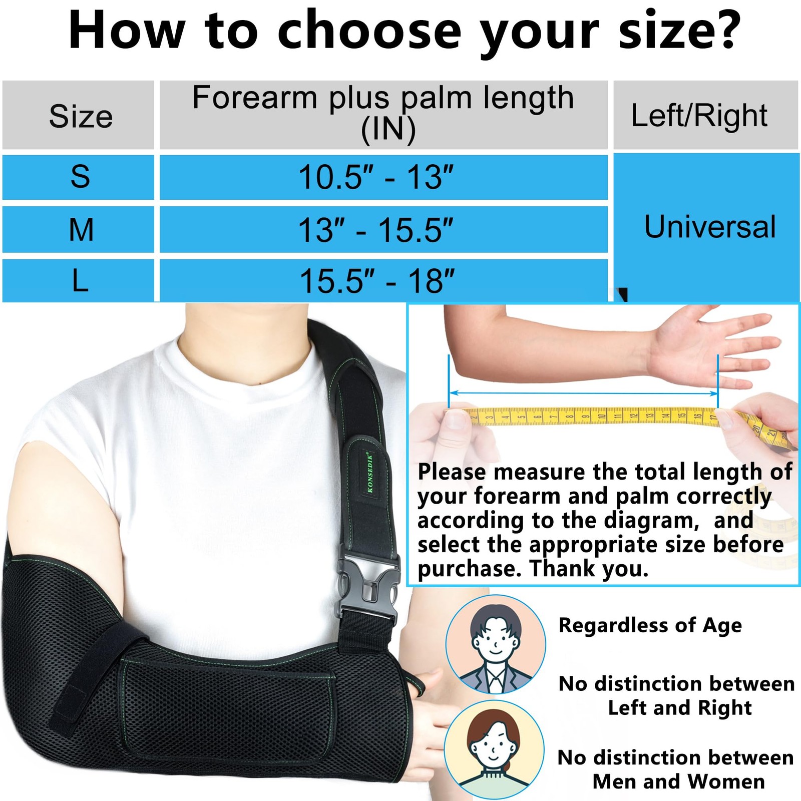 Breathable Arm Sling,Padded Shoulder Brace with Anti-Slip Thumb Loop,Unisex I…