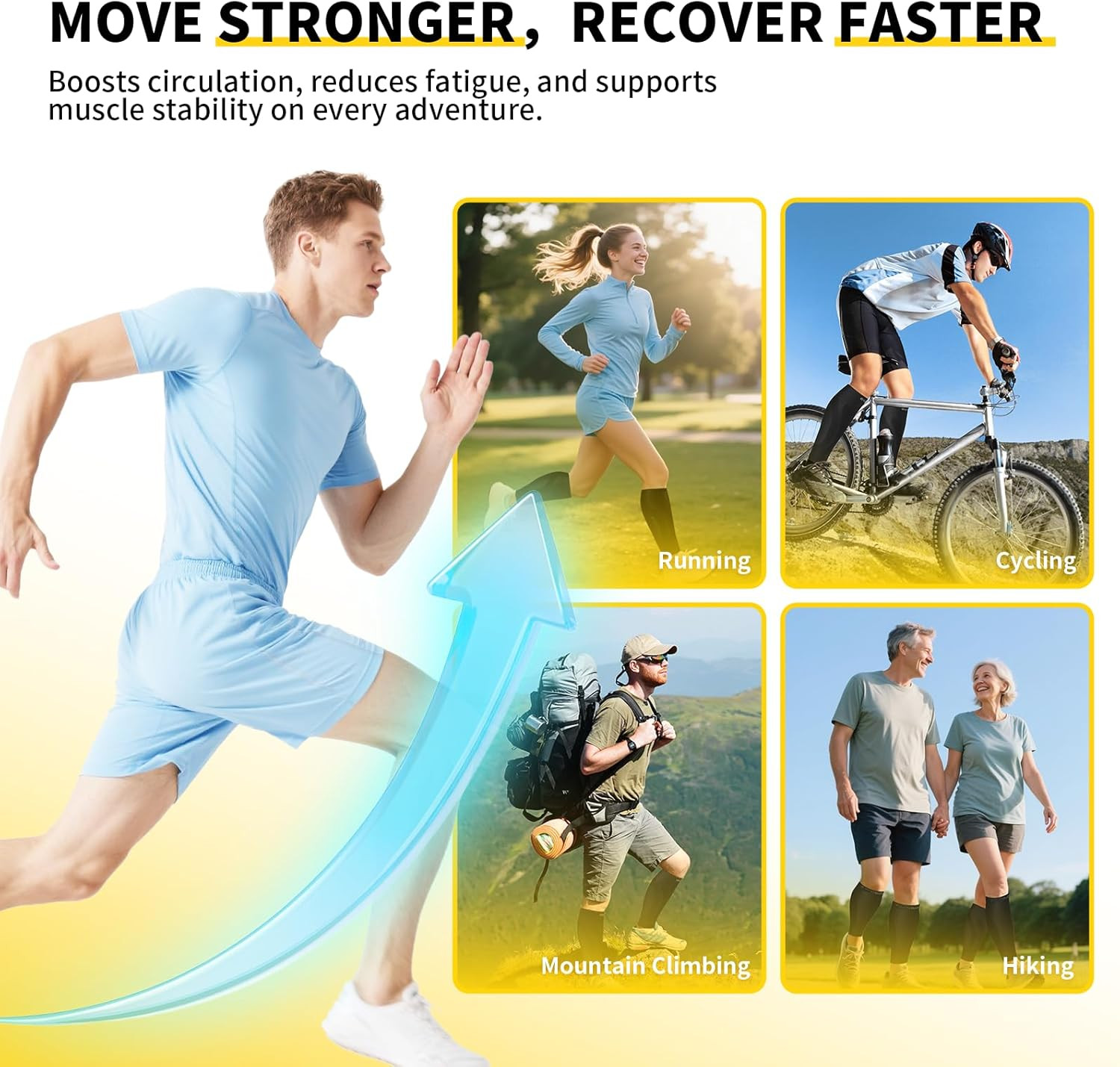 3-Pair Calf Compression Sleeves for Men & Women – Footless Socks for Shin Splint