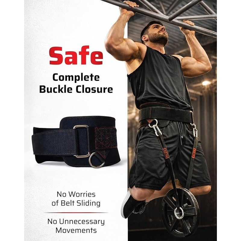 Lumbar Support Belt Weightlifting Adjustable Waist Strap Rings Dips Pull-Ups New