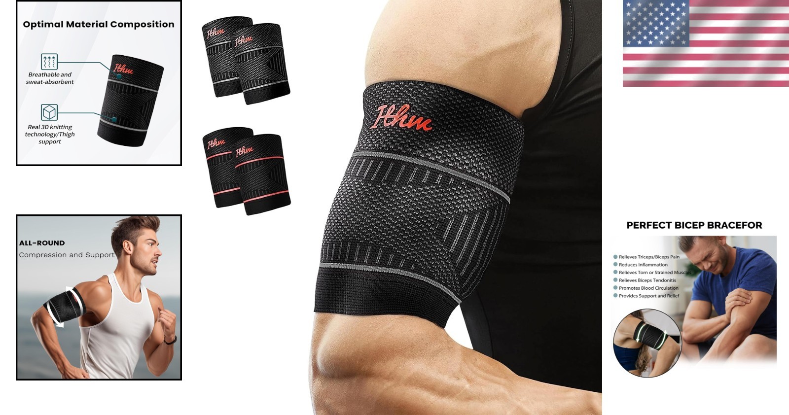 Gray Bicep Tendonitis Brace for Effective Pain Relief – Comfortable Large Size