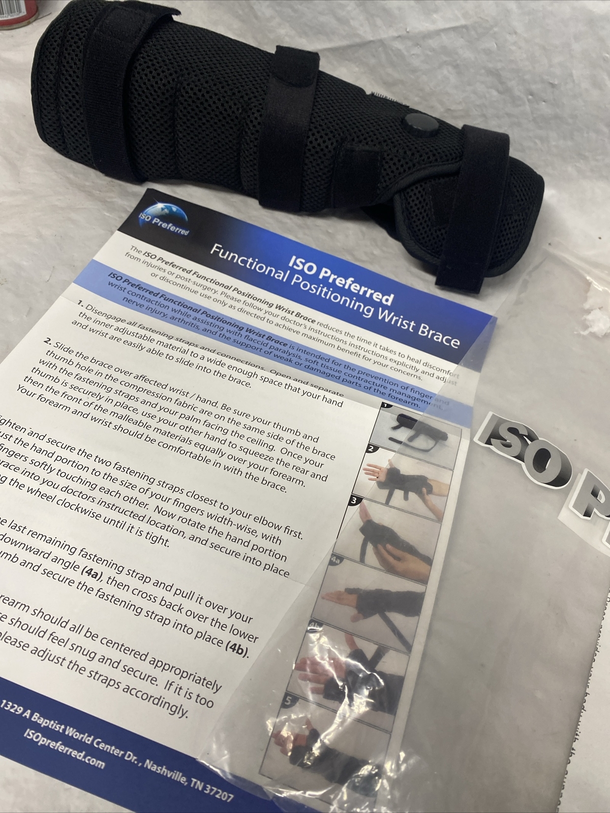 ISO Preferred wrist brace R/L/ black W/instructions NEW