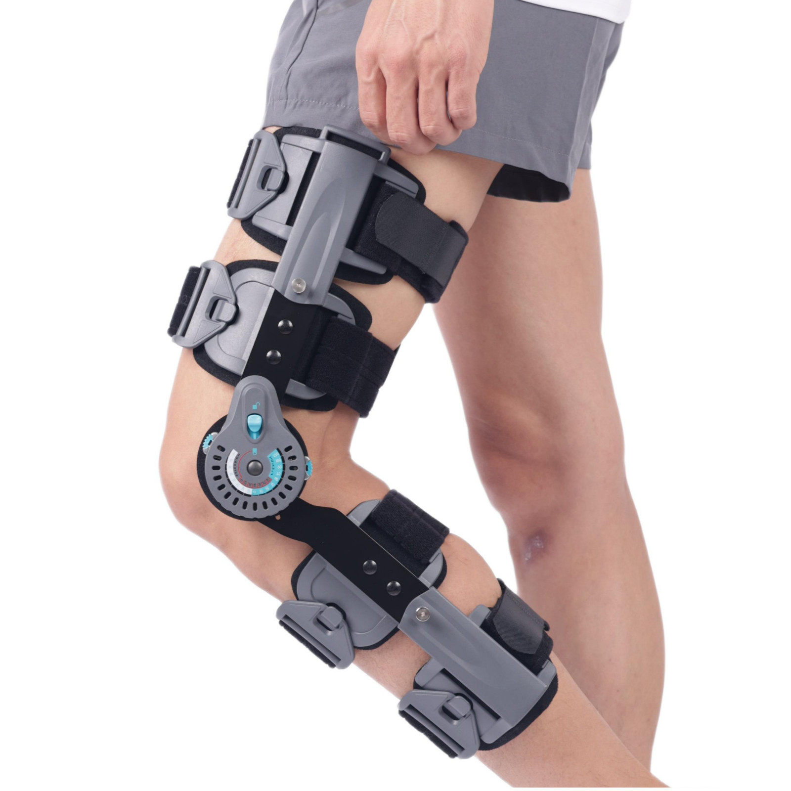 ROM Adjustable Post-Op Knee Brace, Hinged Stabilizer,Fits Both Legs