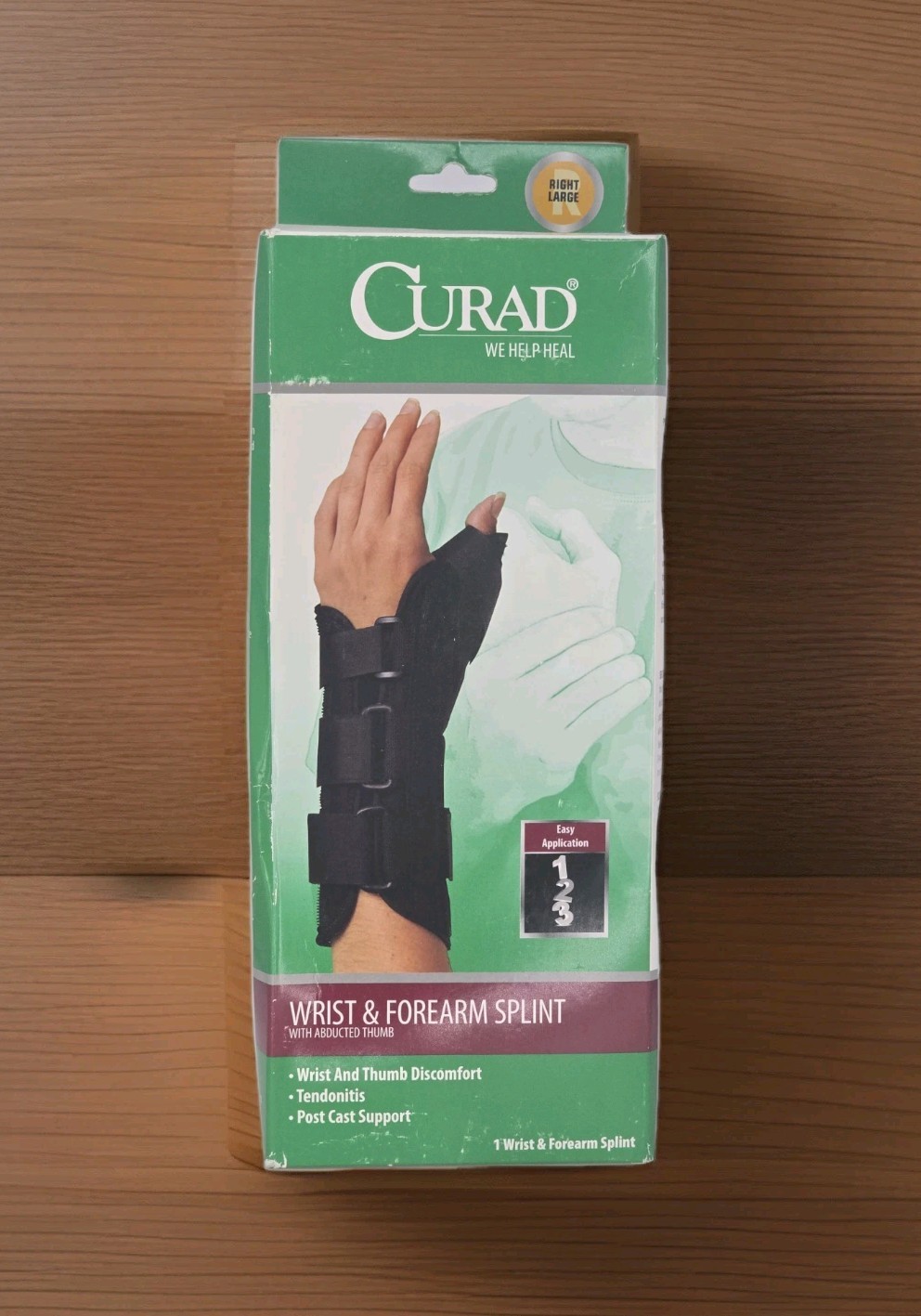 RIGHT Wrist & Forearm Splint Abducted Thumb, LARGE – ORT18210RLD – Curad – NIB