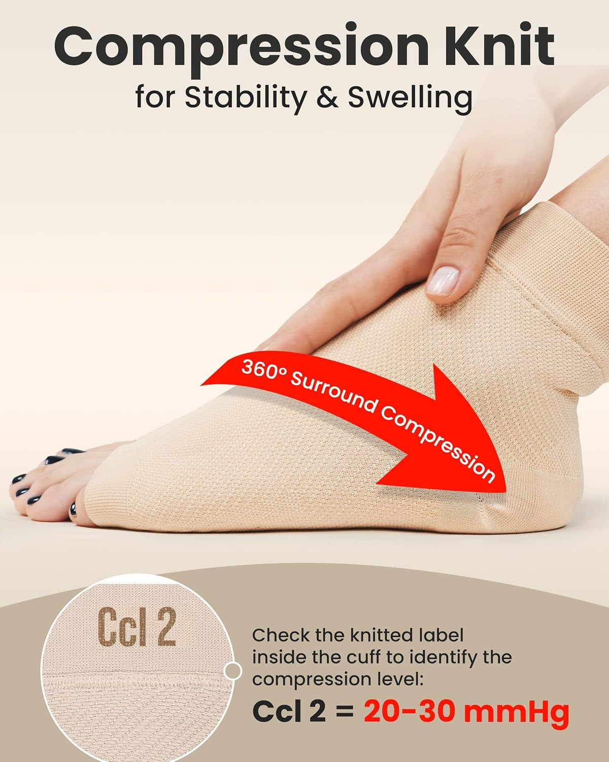 Ankle Compression Sleeve – 1-Pair, Plantar Fasciitis Braces – Open Toe Compressi