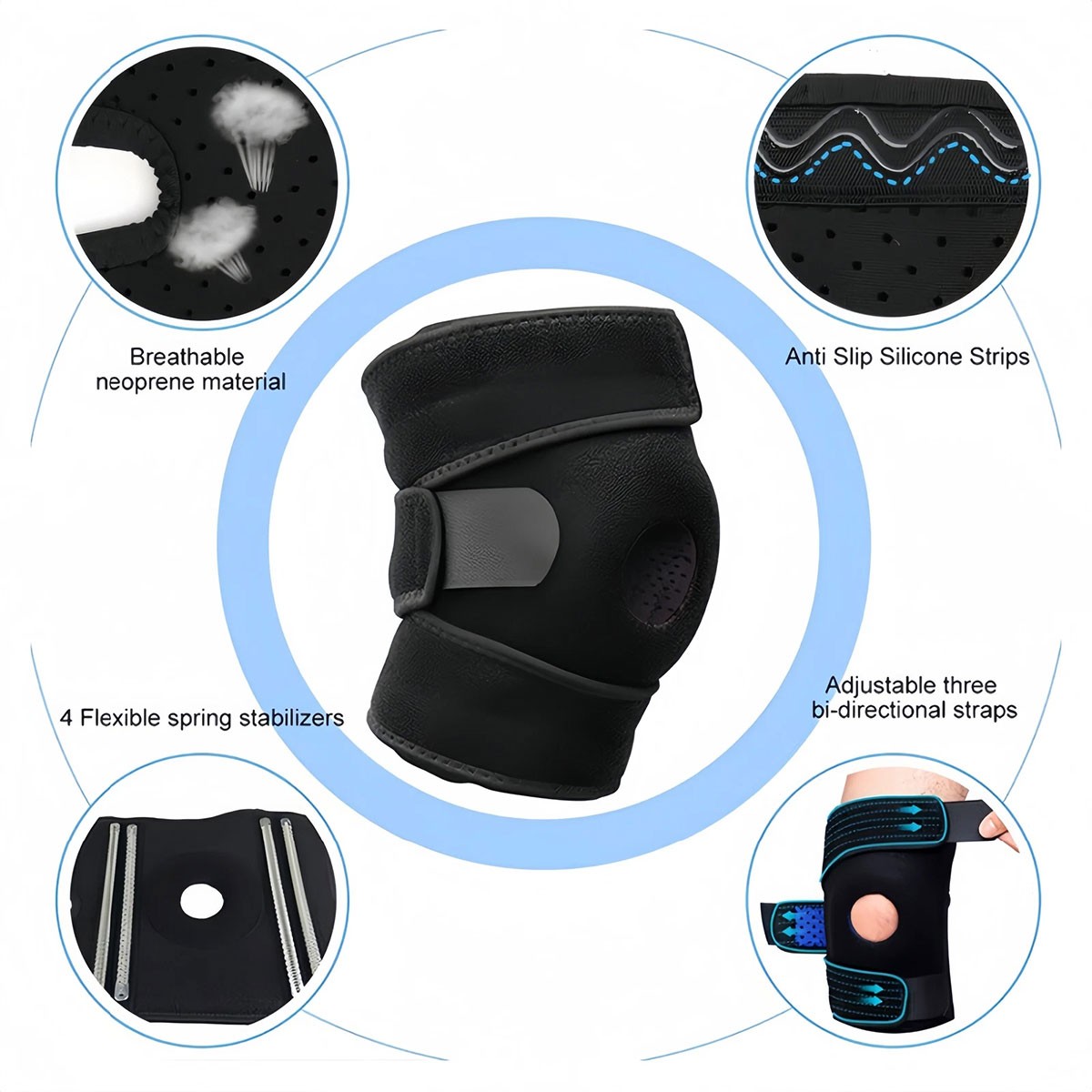 Knee Sleeve Compression Brace Support For Sports Joint Pain Arthritis Relief Gym