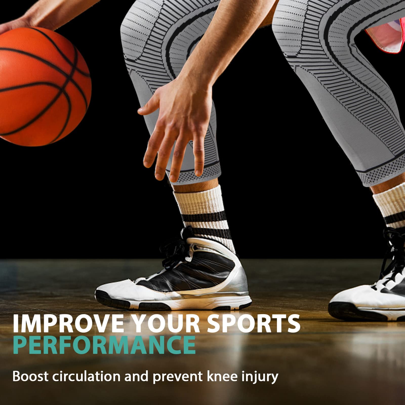 2 Pack Full Leg Compression Sleeves Men Women Long Brace Support Basketball