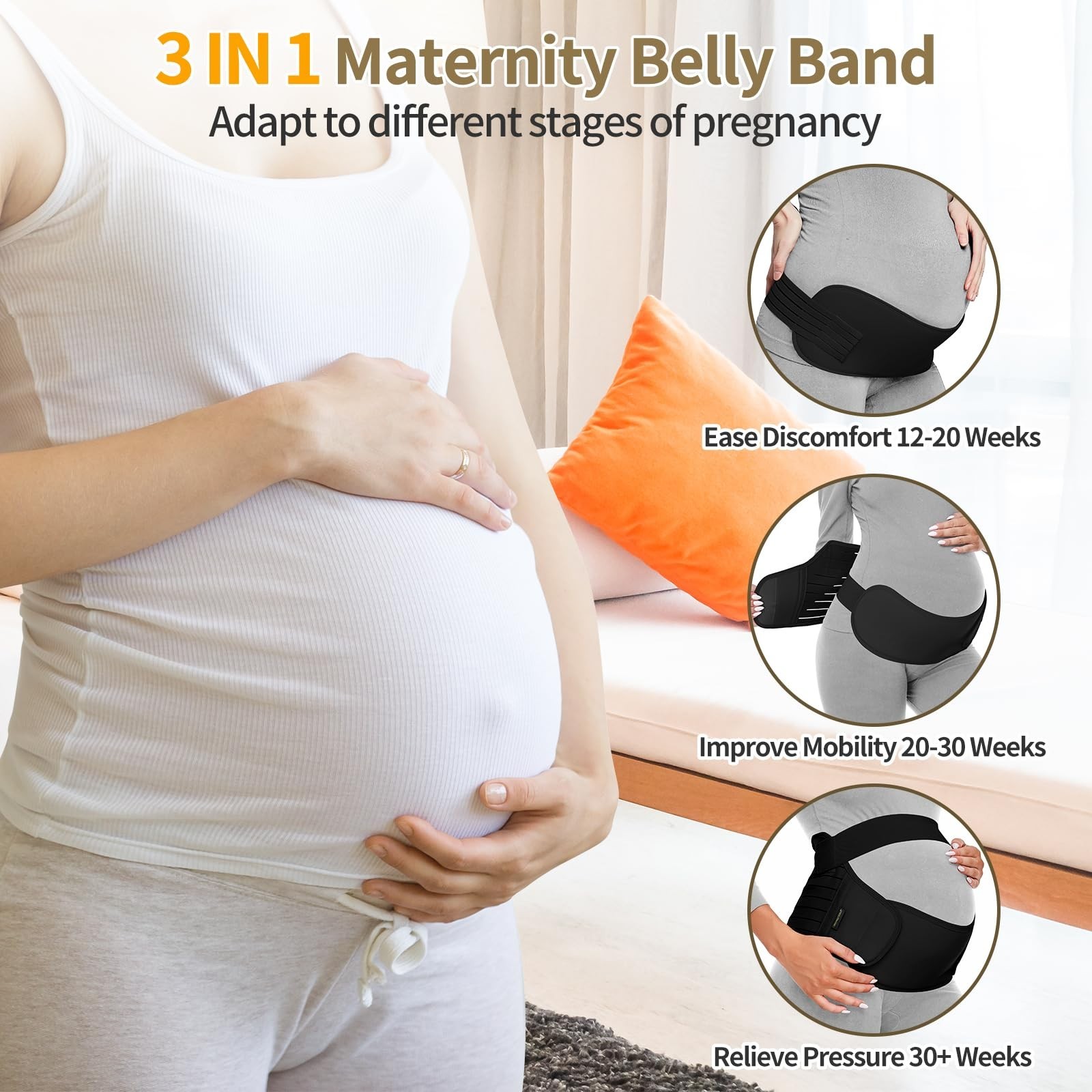 3-in-1 Maternity Support Belt | Pregnancy Belly Band for Comfort & Relief
