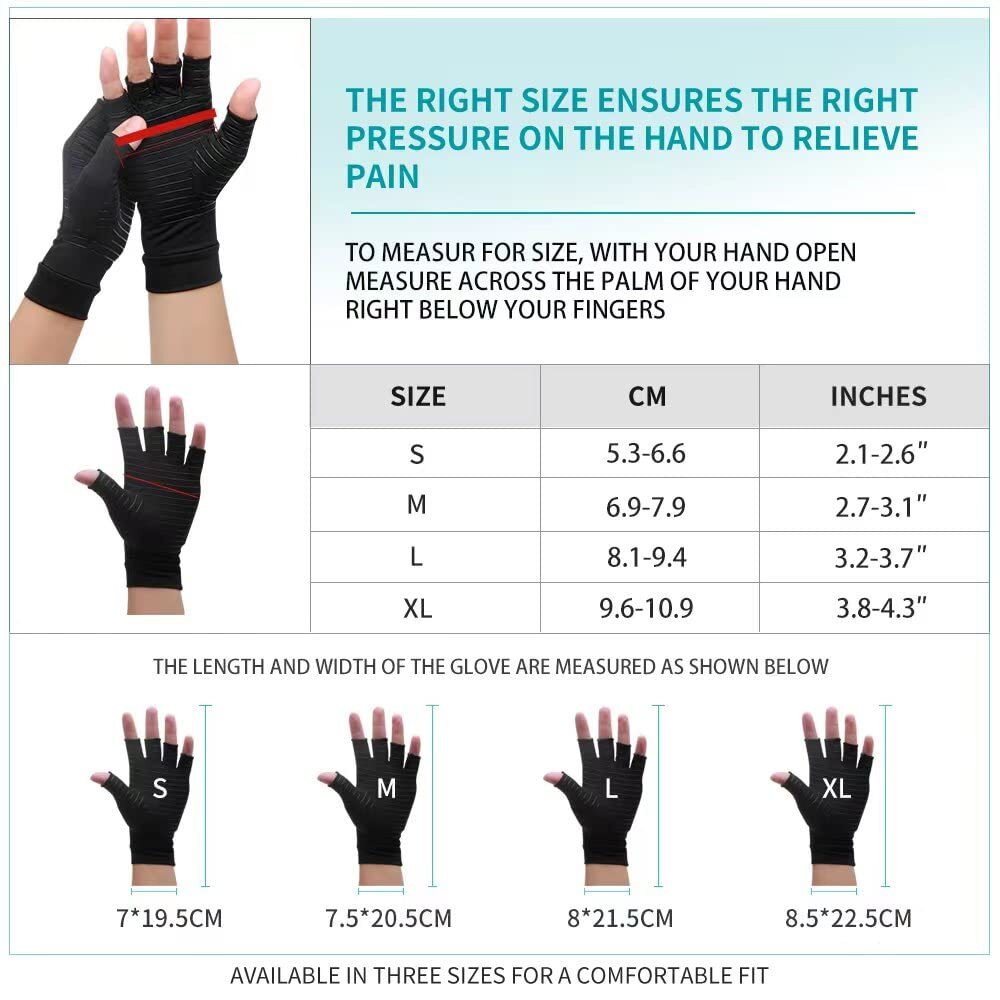 Copper Compression Arthritis Gloves for Computer Typing Daily Work Hands Support