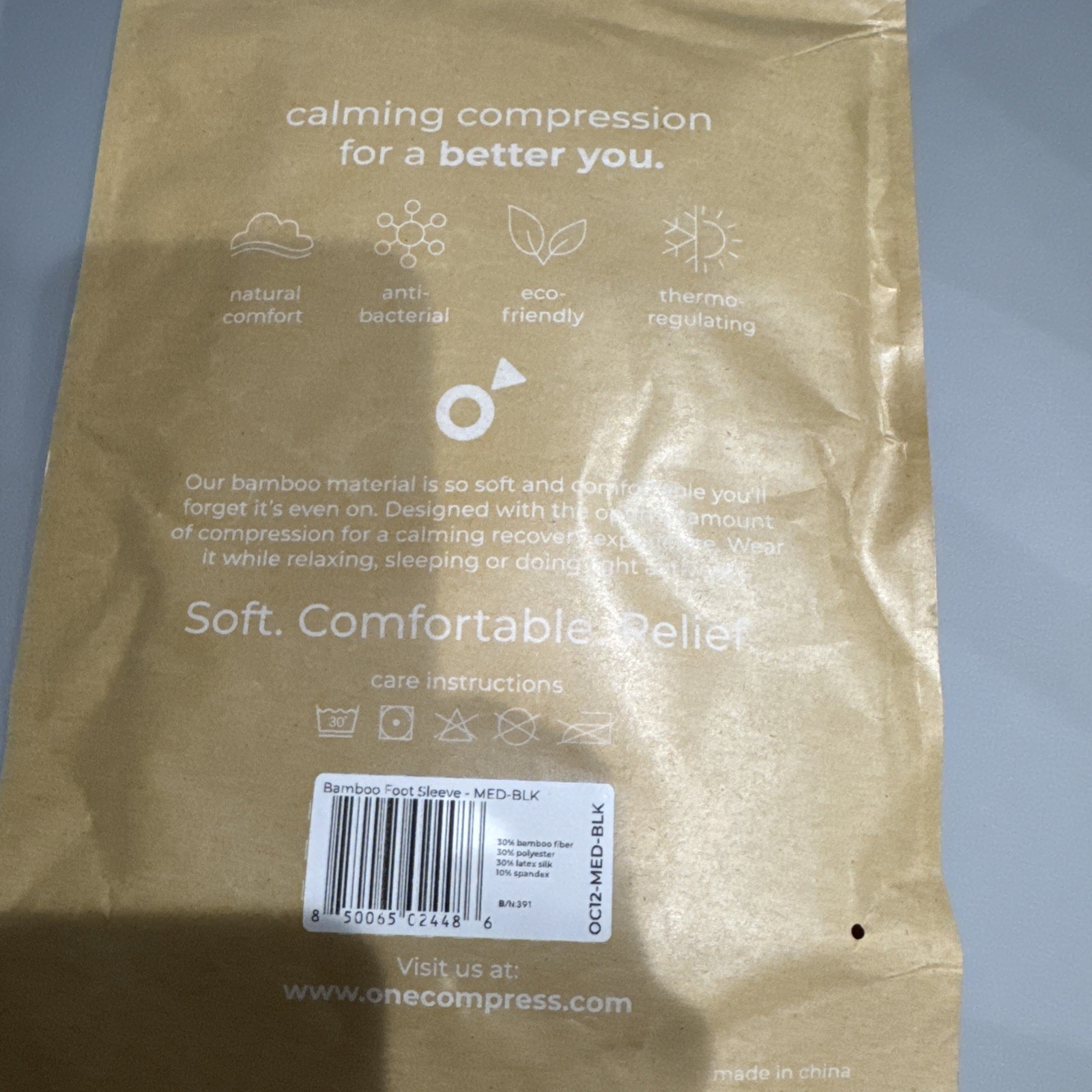 One Compress Bamboo Premium Anti-Fatigue Bamboo Footsleeves Medium Black