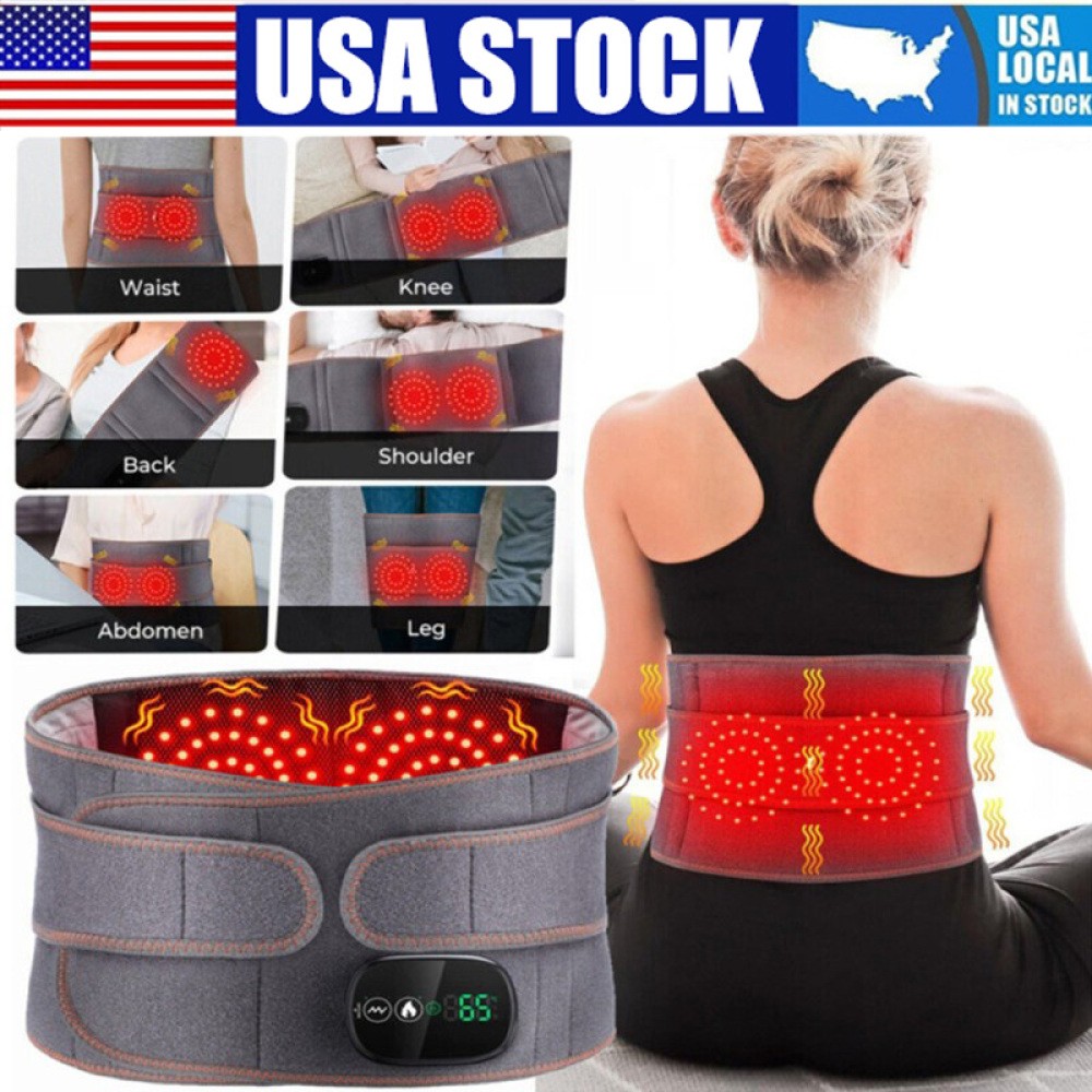 Cordless Heating Pad Belt Wrap for Back Massager with 3 Heating and 3 Vibration