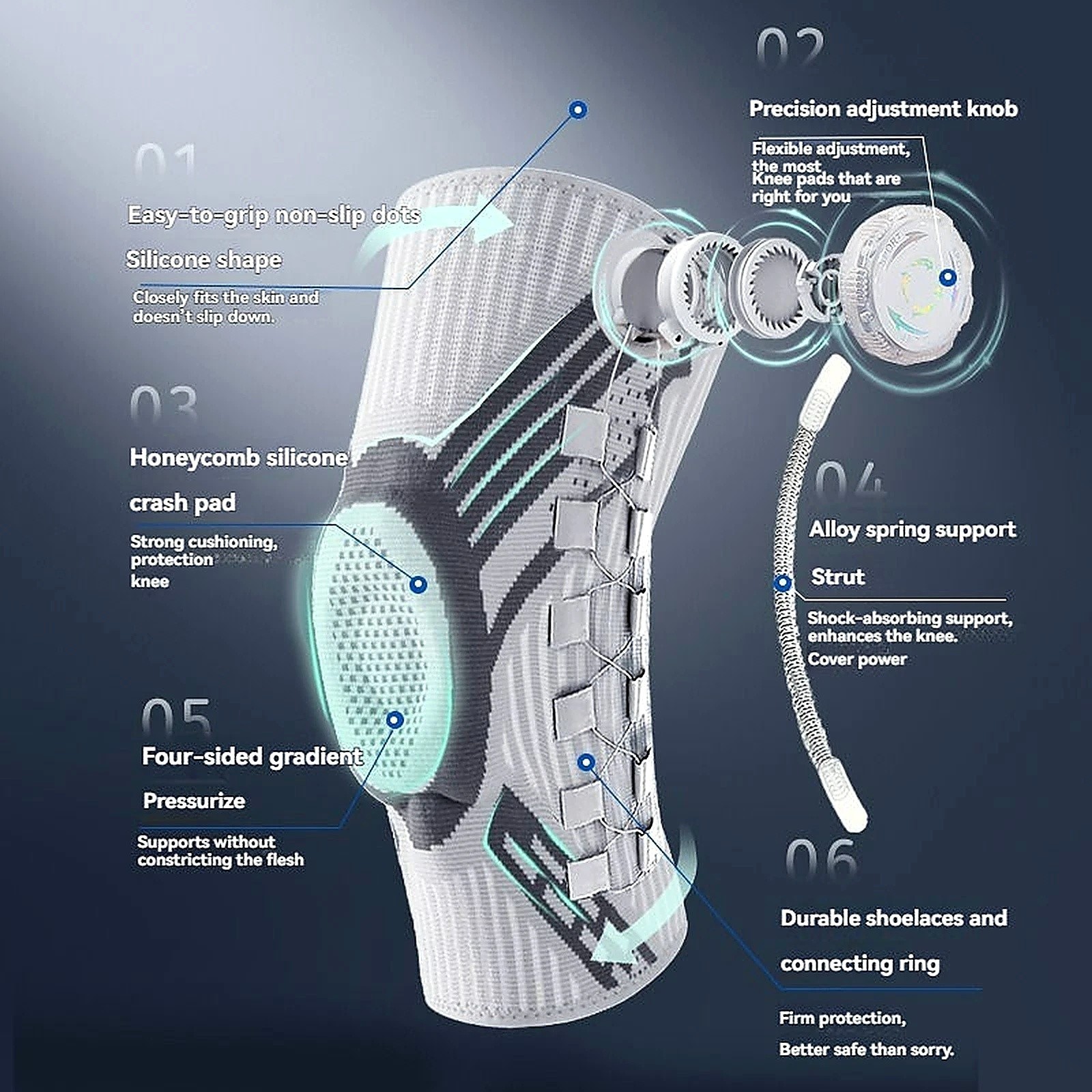 Knee Brace Adjustable Knob Compression Sleeve Joint Meniscus Arthritis Men Women
