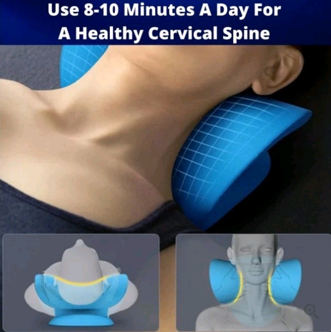 Neck Stretcher Cervical Chiropractic Pillow for Pain Relief Black